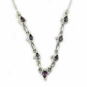 amethyst silver gemstone necklace