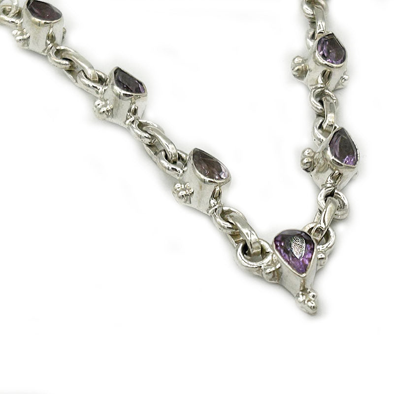 amethyst silver gemstone necklace