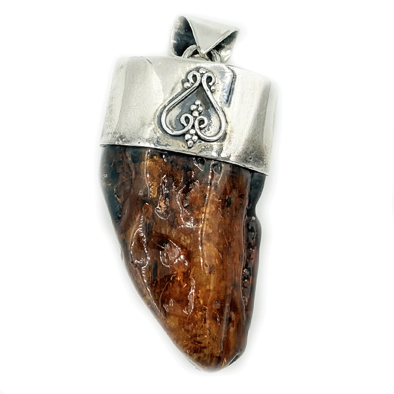 big amber pendant sterling silver setting
