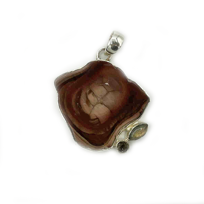 agate moonstone smoky quartz silver gemstone pendant