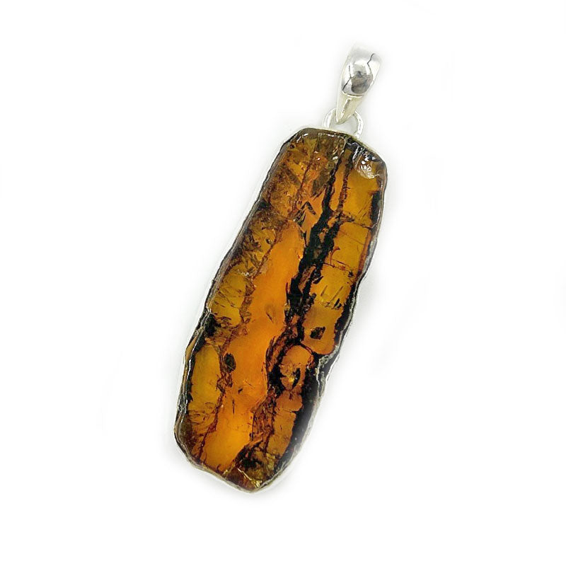 amber silver pendant