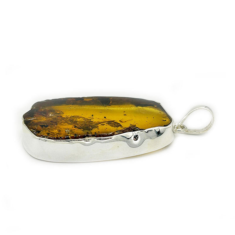 amber silver gemstone pendant