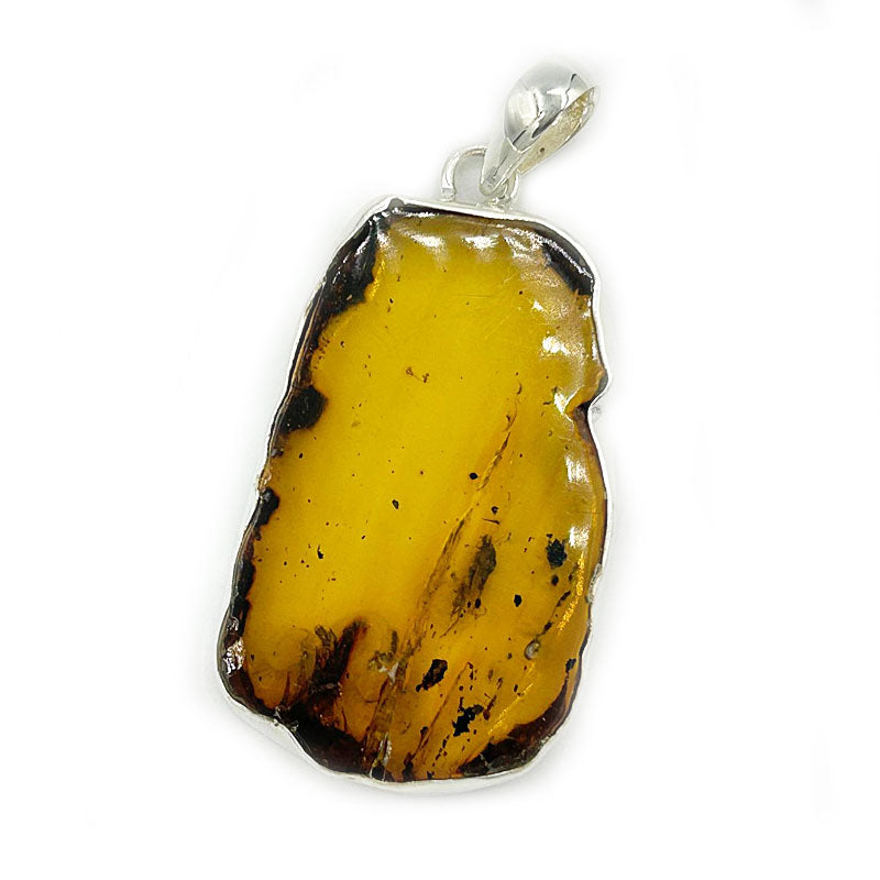 amber silver gemstone pendant