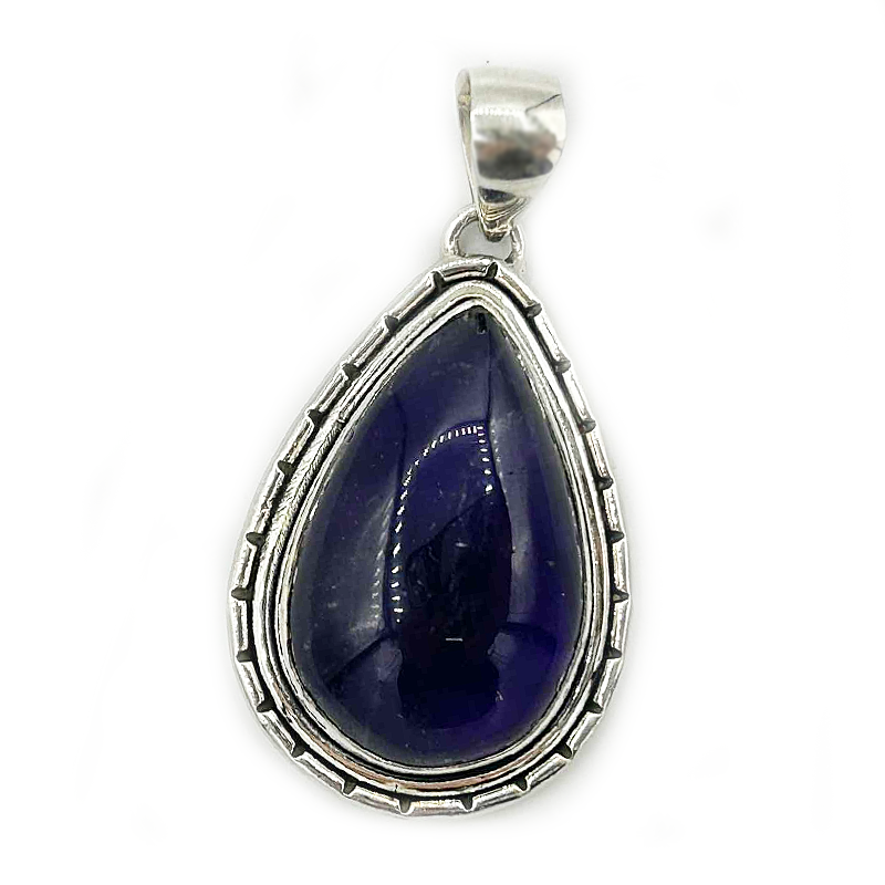 Amethyst teardrop sterling silver gemstone pendant