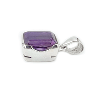 emerald cut sterling silver amethyst pendant