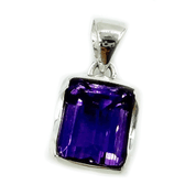 emerald cut sterling silver amethyst pendant