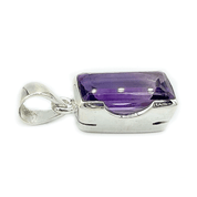 emerald cut amethyst sterling silver pendant