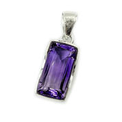 emerald cut amethyst sterling silver pendant