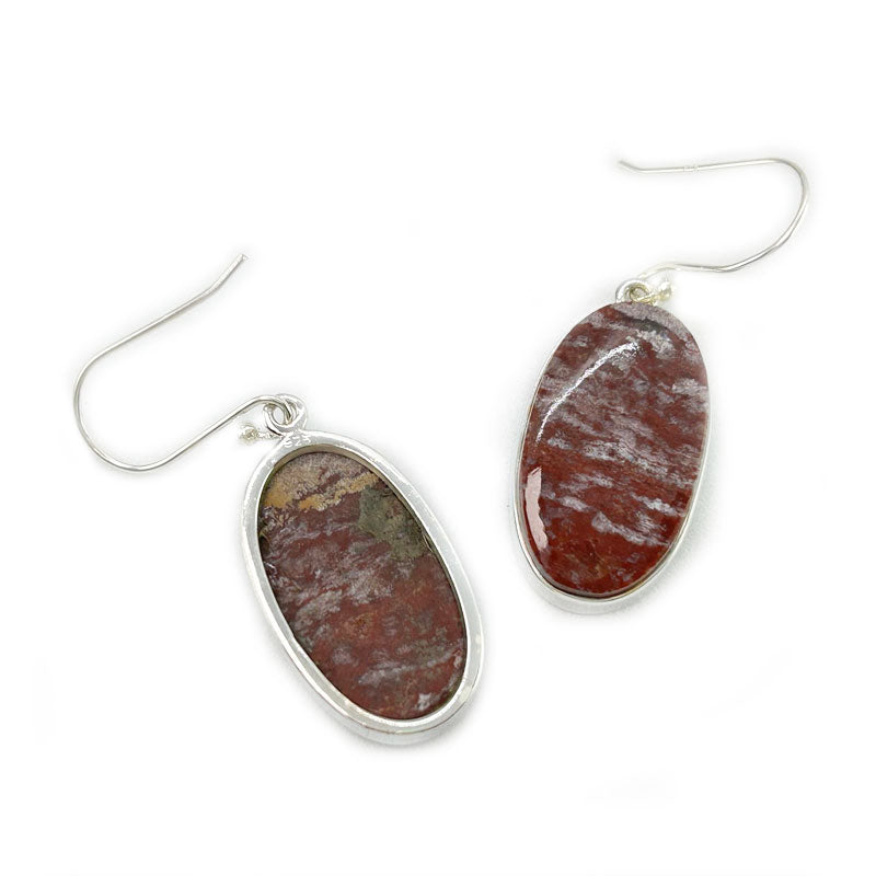 red jasper silver gemstone earrings