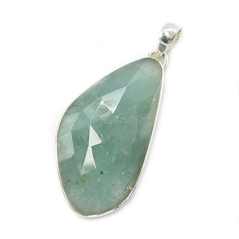 large chalcedony silver gemstone pendant