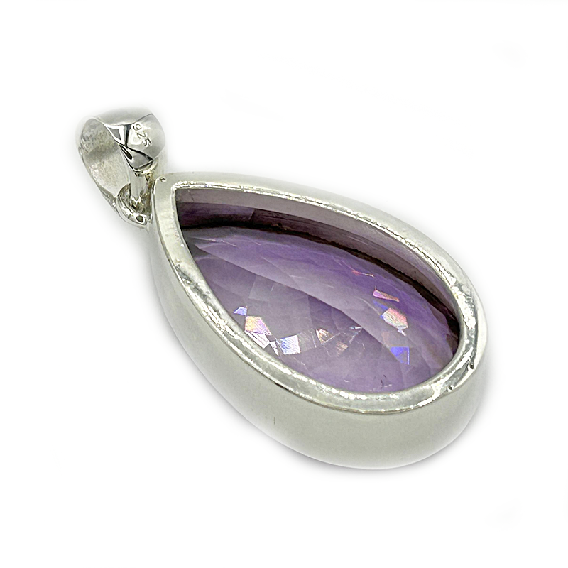 teardrop amethyst silver gemstone pendant