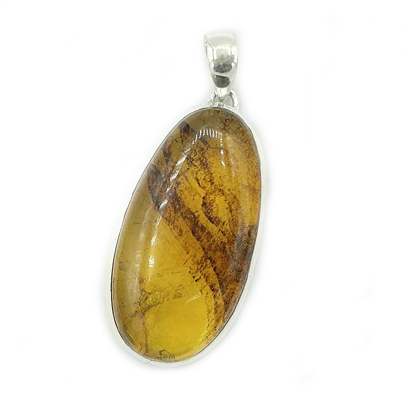 amber sterling silver gemstone pendant
