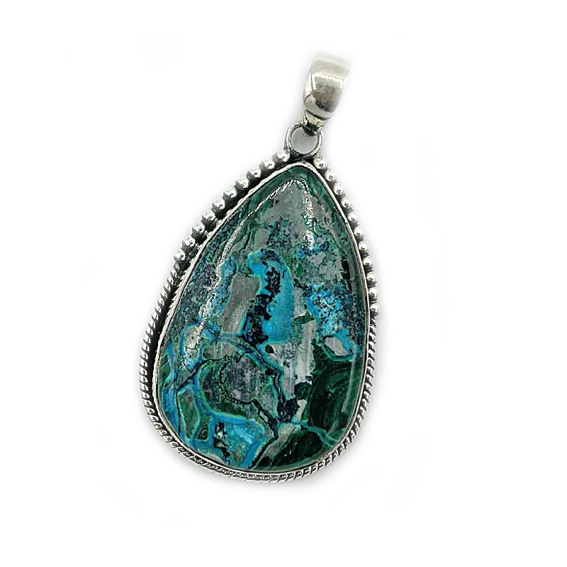 shattuckite sterling silver gemstone pendant