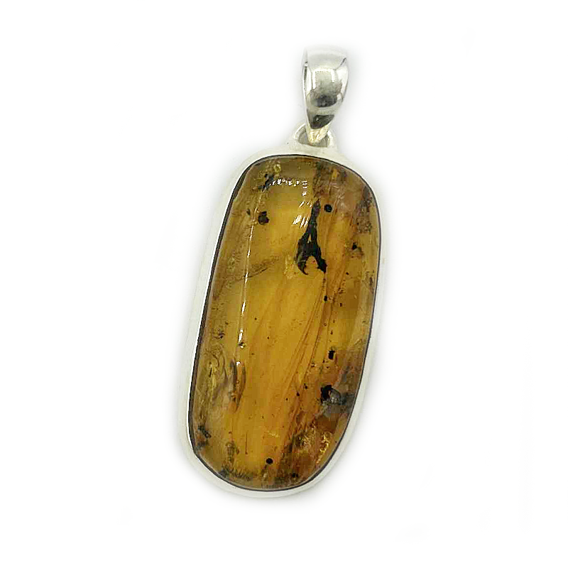 amber sterling silver gemstone pendant