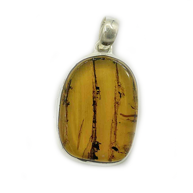 amber sterling silver gemstone pendant