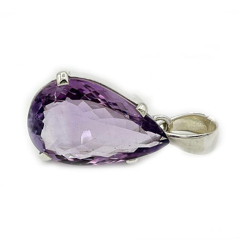teardrop amethyst sterling silver gemstone pendant