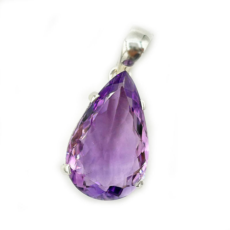 teardrop amethyst sterling silver gemstone pendant