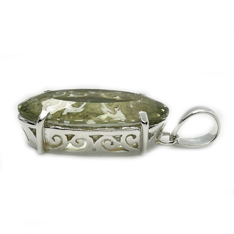 oval green amethyst gemstone pendant