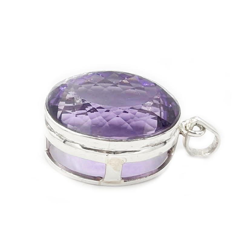 amethyst sterling silver oval gemstone pendant