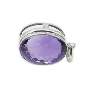 amethyst sterling silver oval gemstone pendant