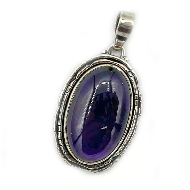 oval amethyst sterling silver gemstone pendant