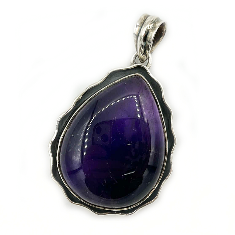 amethyst teardrop sterling silver gemstone pendant