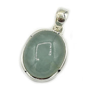 oval aquamarine silver gemstone pendant