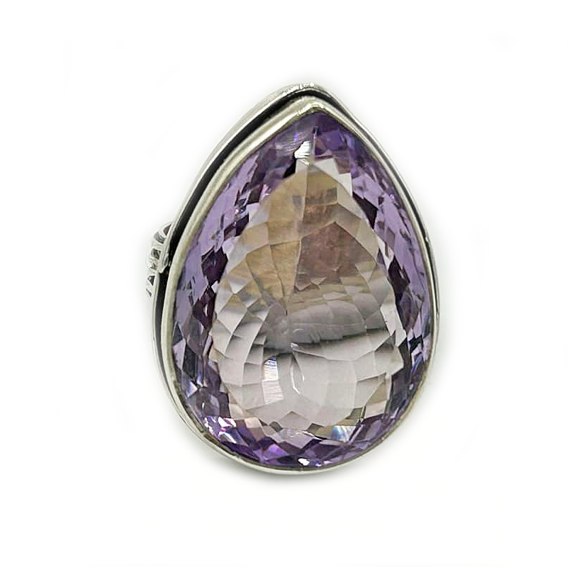 teardrop amethyst sterling silver gemstone ring