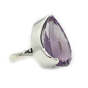 amethyst teardrop silver gemstone ring