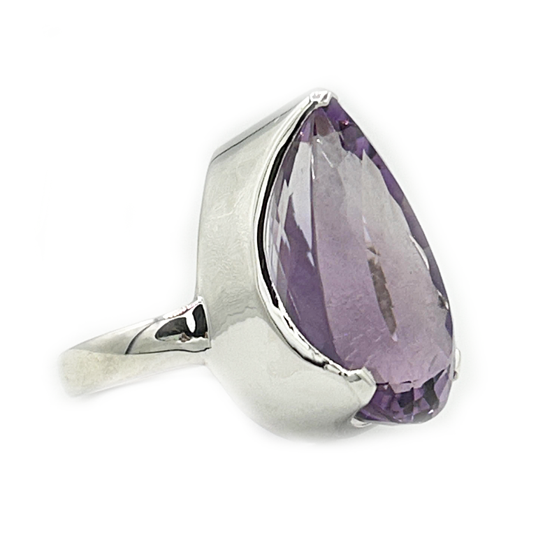 amethyst teardrop silver gemstone ring