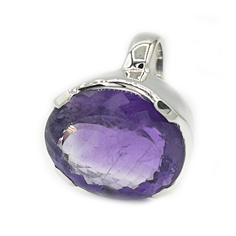 oval chunky amethyst gemstone silver ring