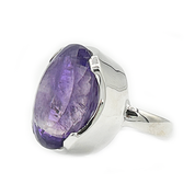 oval chunky amethyst gemstone silver ring