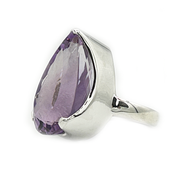 amethyst teardrop silver gemstone ring