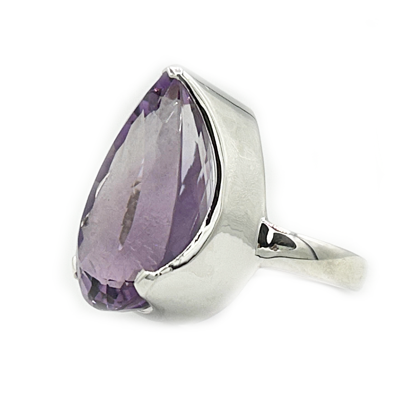 amethyst teardrop silver gemstone ring