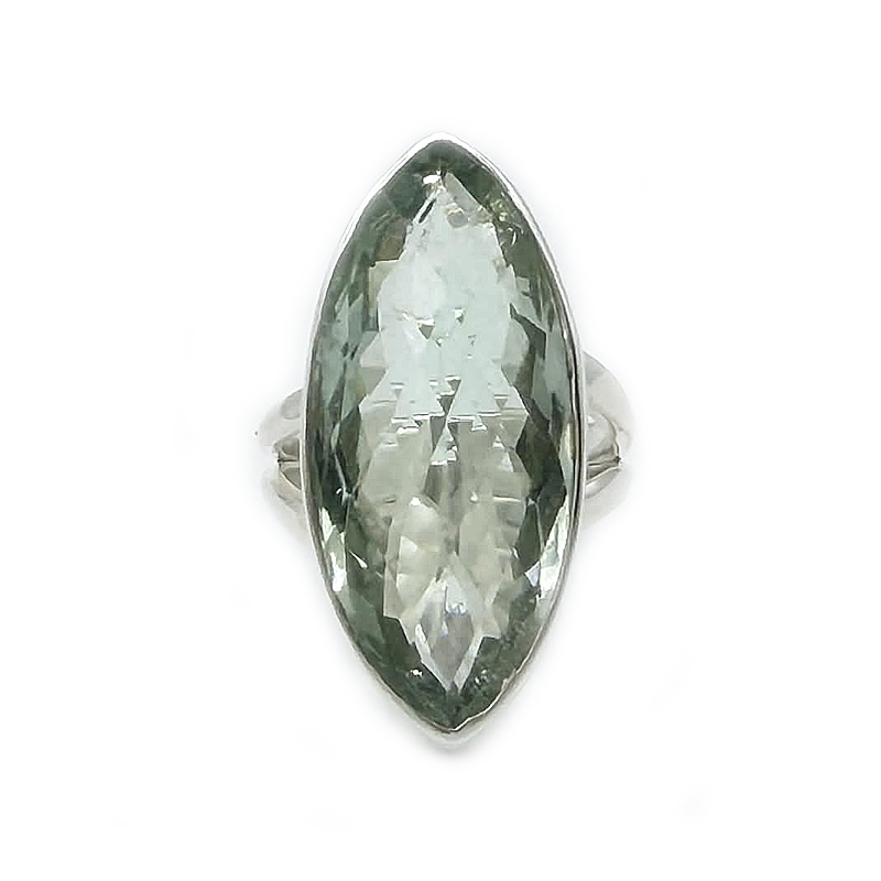 green amethyst sterling silver gemstone ring
