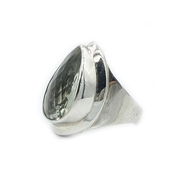 green amethyst sterling silver teardrop ring