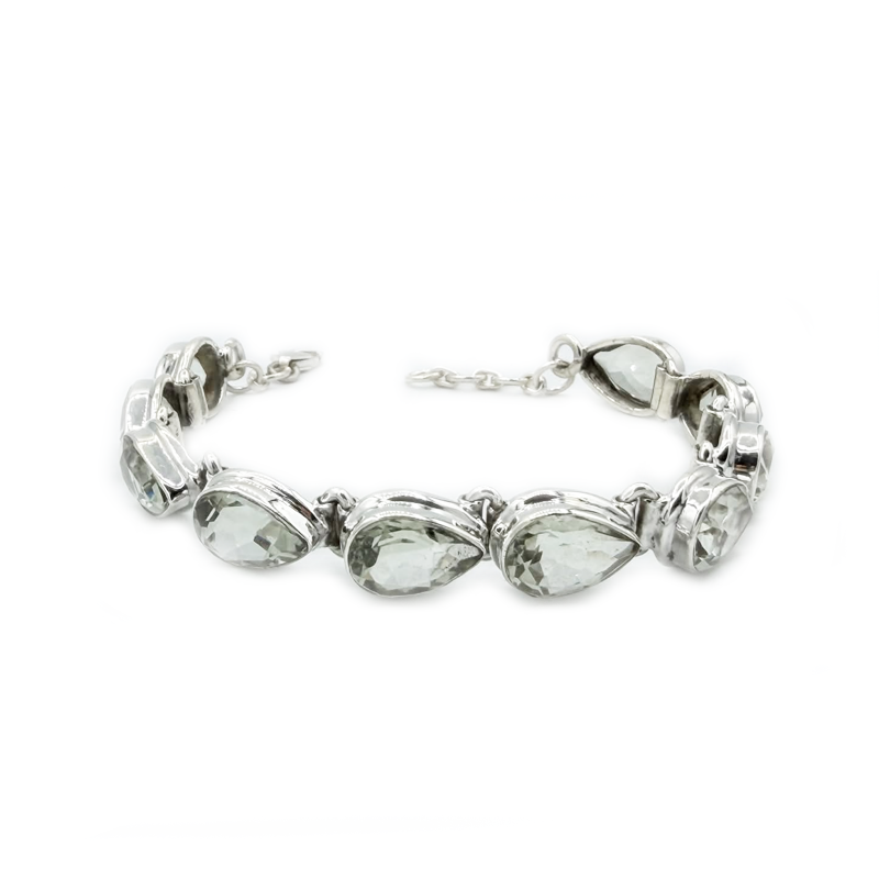 teardrop green amethyst sterling silver bracelet