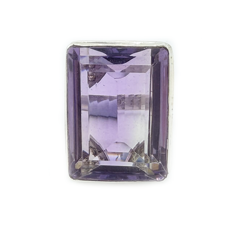 amethyst emerald cut sterling silver gemstone ring