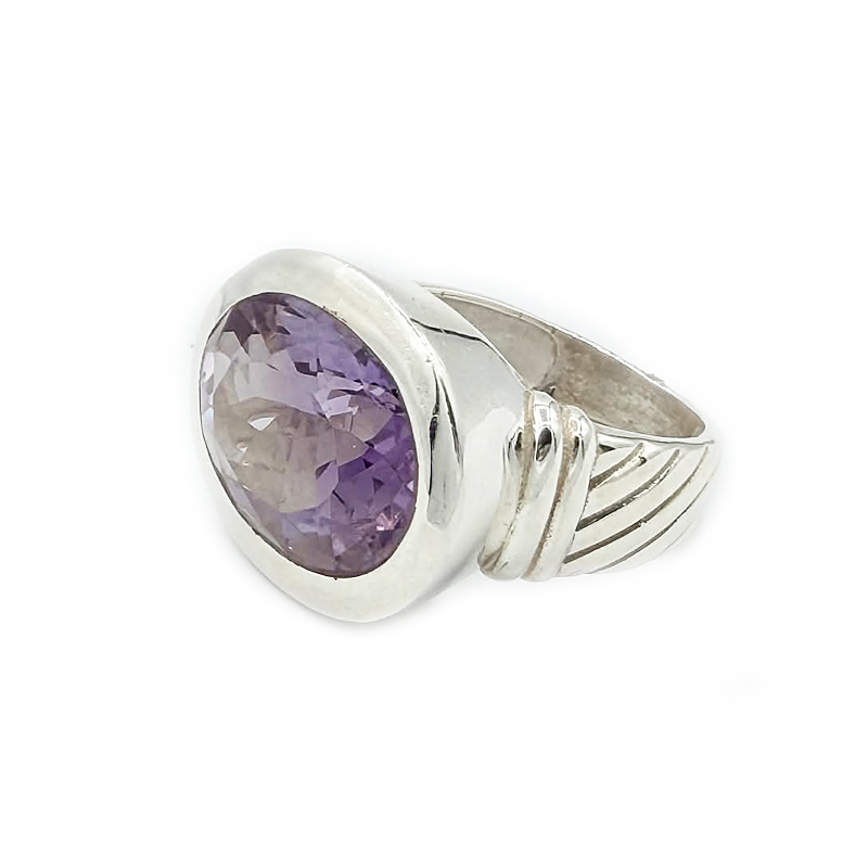 amethyst oval sterling silver gemstone ring