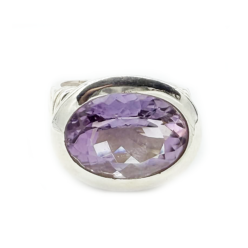 amethyst oval sterling silver gemstone ring