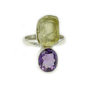 amethyst lemon quartz sterling silver gemstone ring