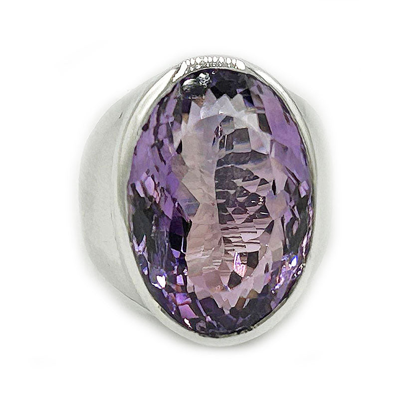 amethyst oval silver gemstone ring
