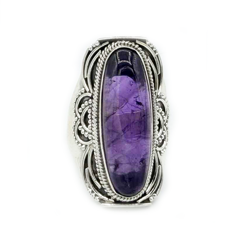 large amethyst sterling silver gemstone ring