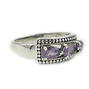 amethyst silver gemstone ring
