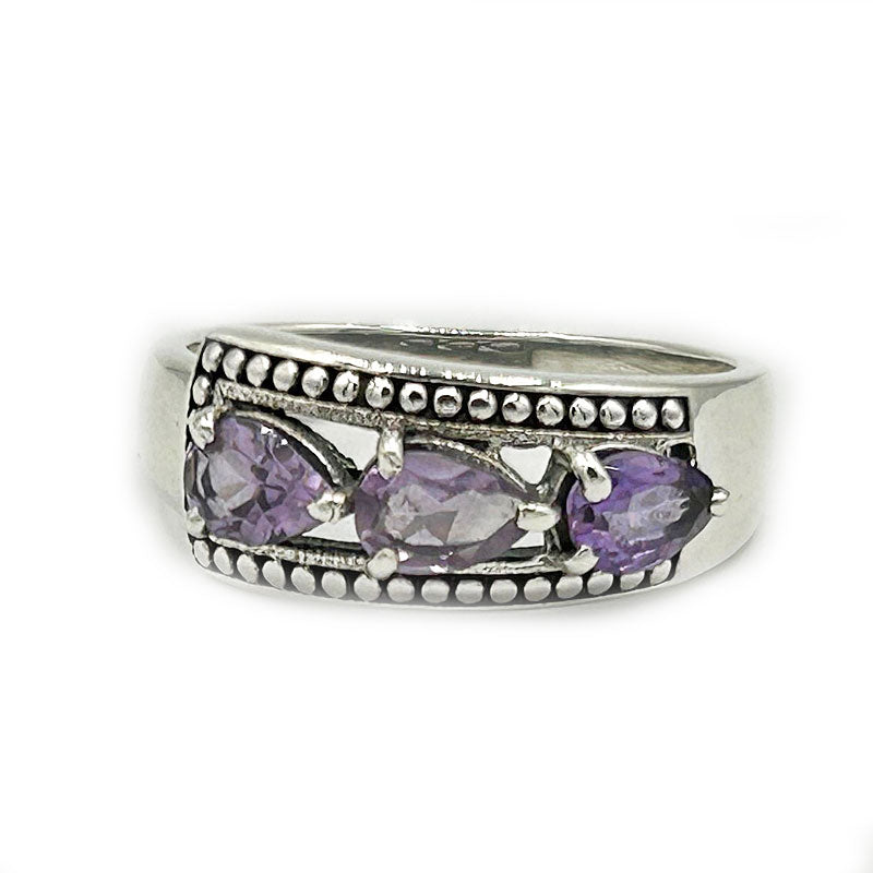 amethyst silver gemstone ring