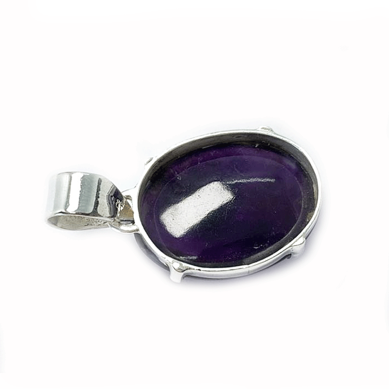 amethyst oval silver gemstone pendant