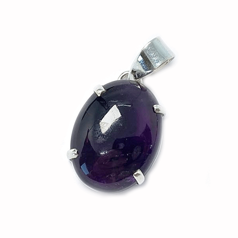 amethyst oval silver gemstone pendant