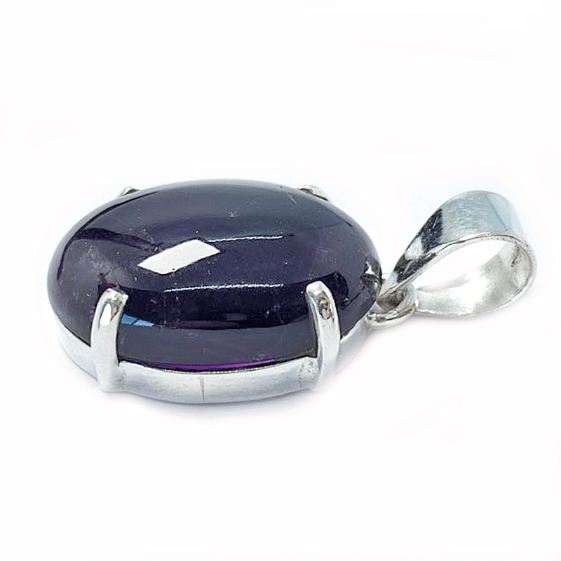 amethyst oval silver gemstone pendant