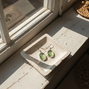 oval prehnite sterling silver gemstone earrings