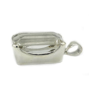 big statement clear quartz emerald cut serling silver pendant